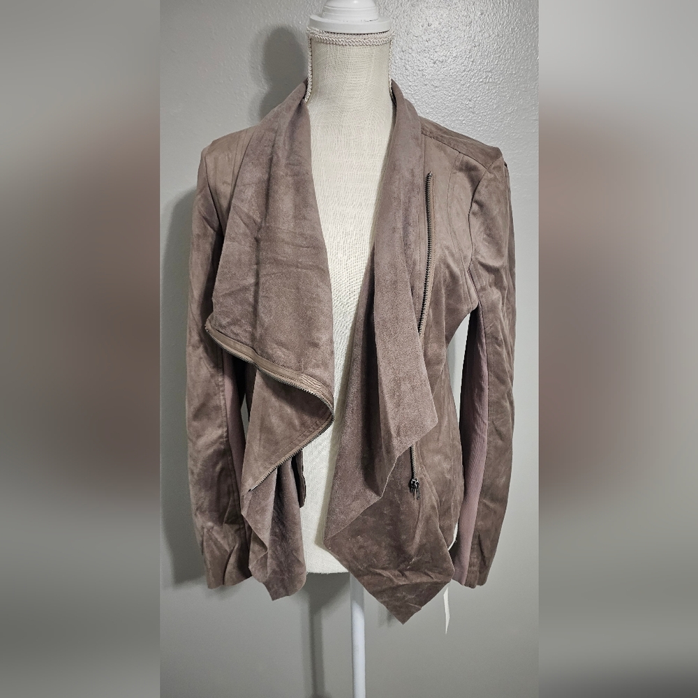 Vigoss Women's Leather Waterfall Jacket - Taupe